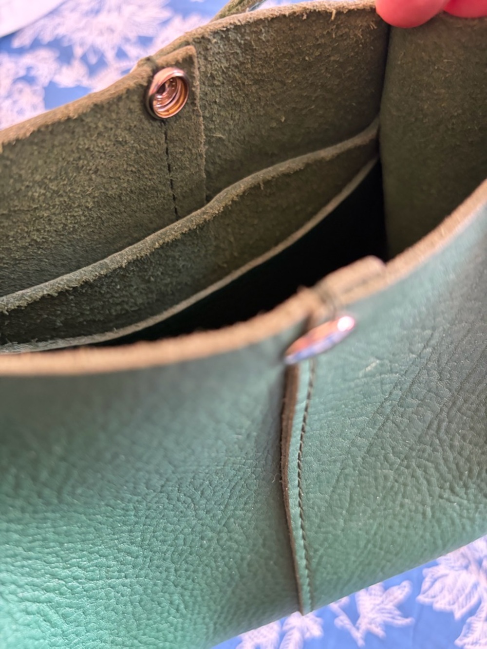 Portland Leather Emerald Green Pebbled Tote - Picture 6 of 7